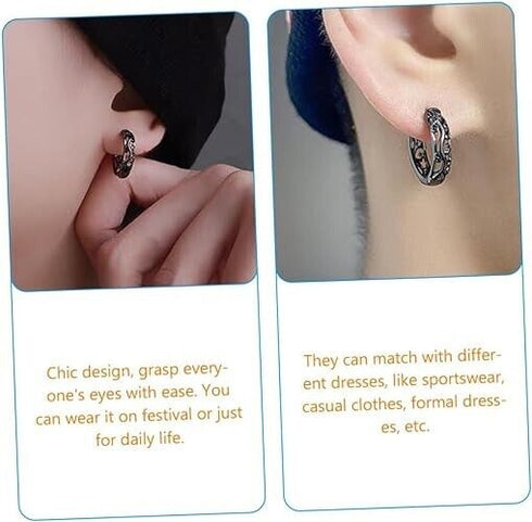 Punk Style Hollow Out Dragon Carved Unique Design Men Women Huggie Hoop Earrings